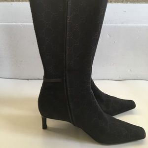 GUCCI  Boots  Brown/Black GG  Canvas
2 1:4 Heel